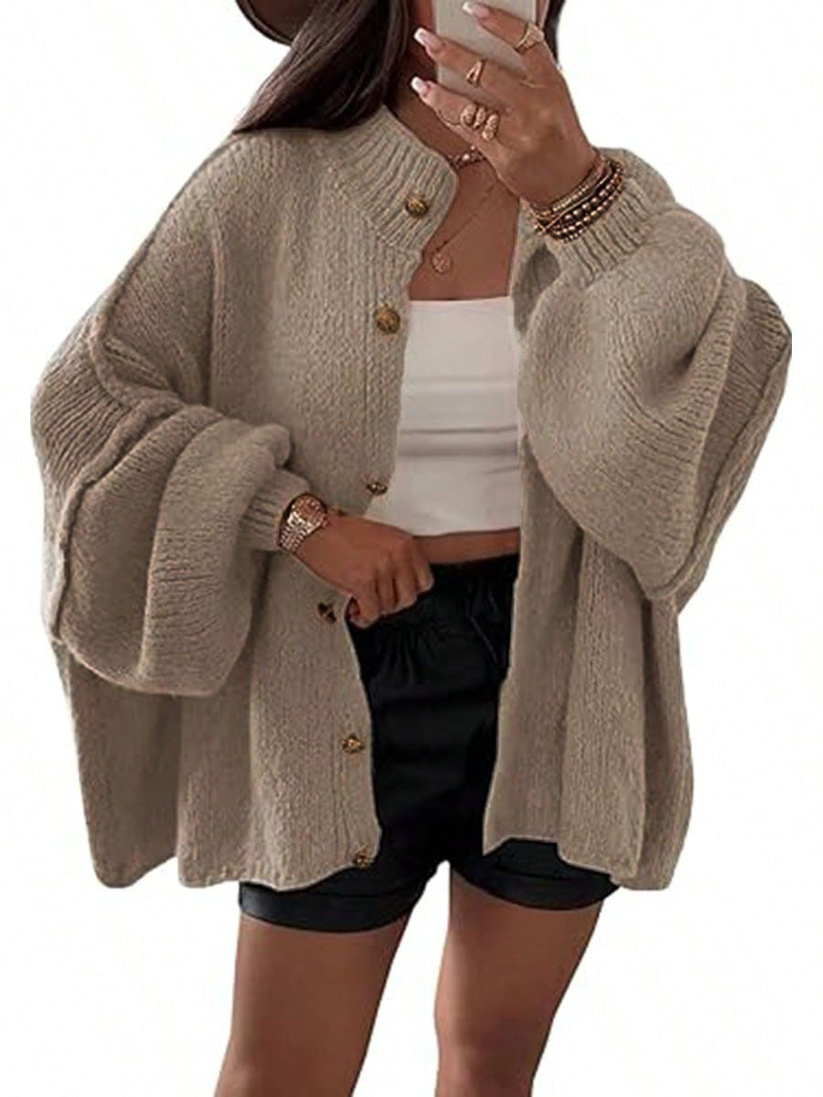 Street Wave Fluffy Knit Cardigan Women Cozy Wool Blend With Oversized Sleeves For Fall