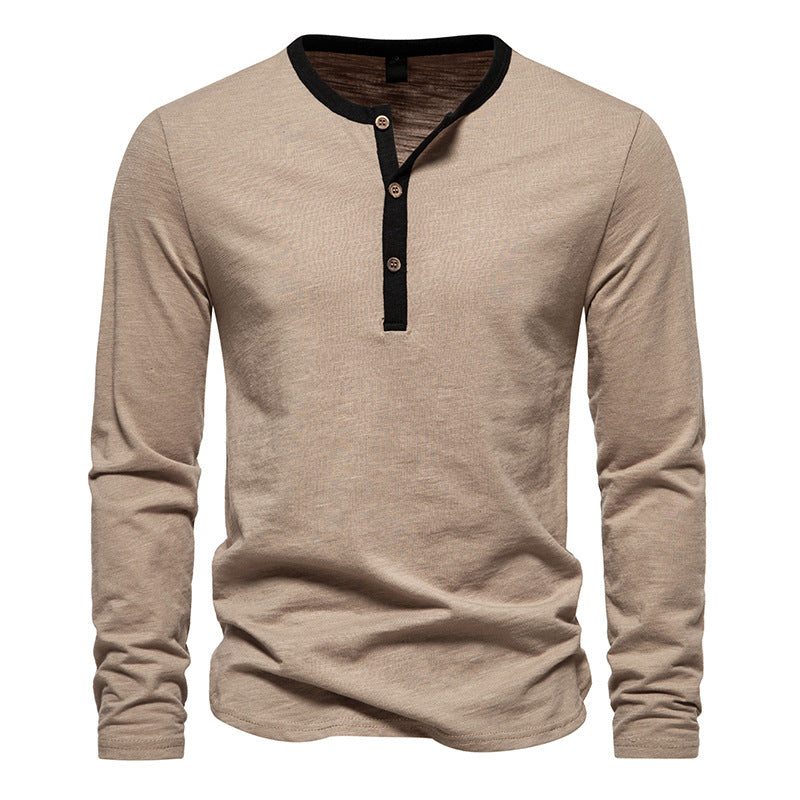 Street-wave Men's Henley Shirt Long Sleeve With Contrast Collar Premium Comfort Everyday Wear