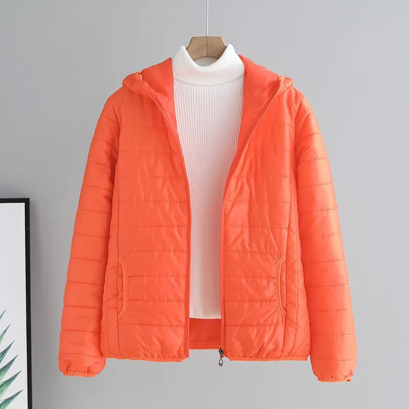 Womens Puffer Jacket Street Wave Hooded With Practical Pockets Warmth For Transitional Weather