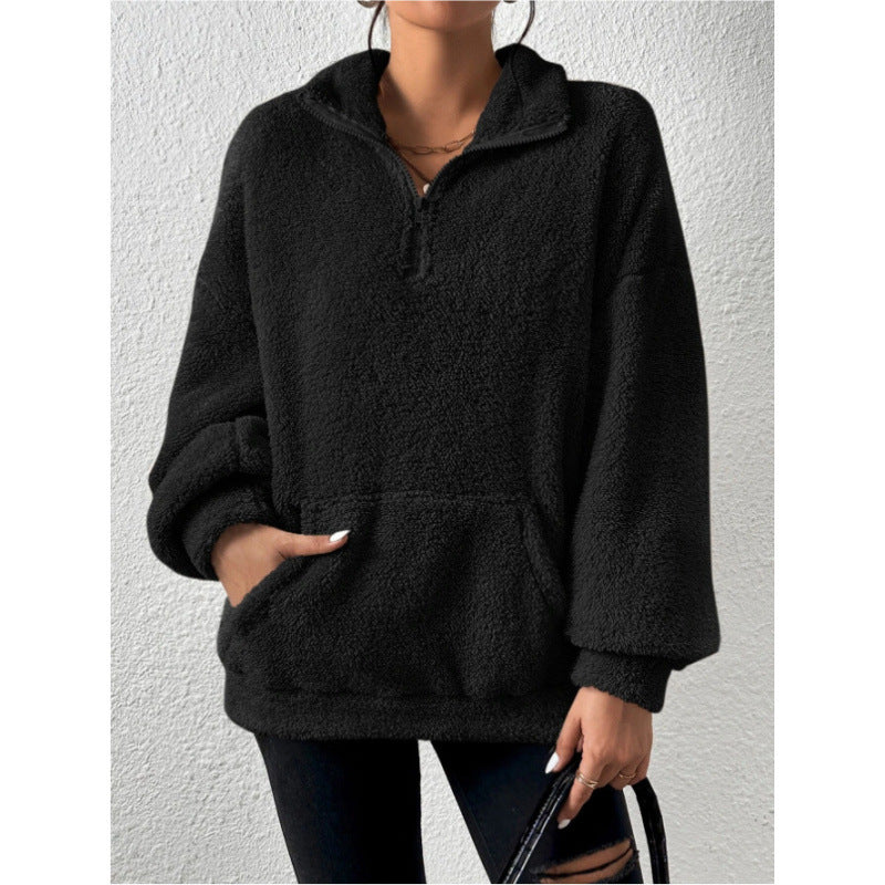 Street-Wave Womens Fleece Pullover With High Collar Ultra Soft Warmth Cozy Comfort