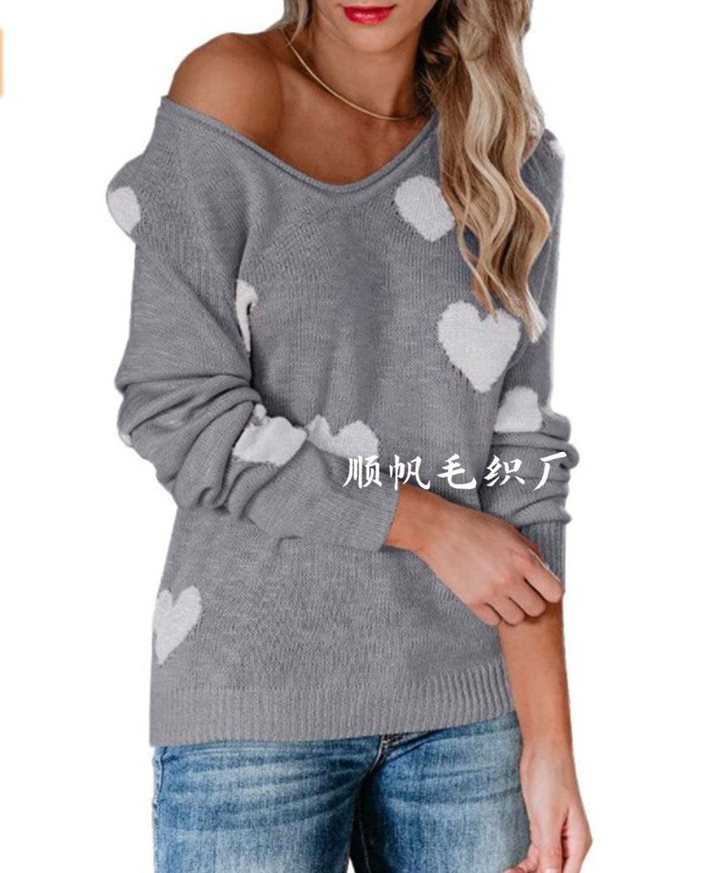 Street Wave Melody Heart Pattern Sweater Cozy Unisex Knit