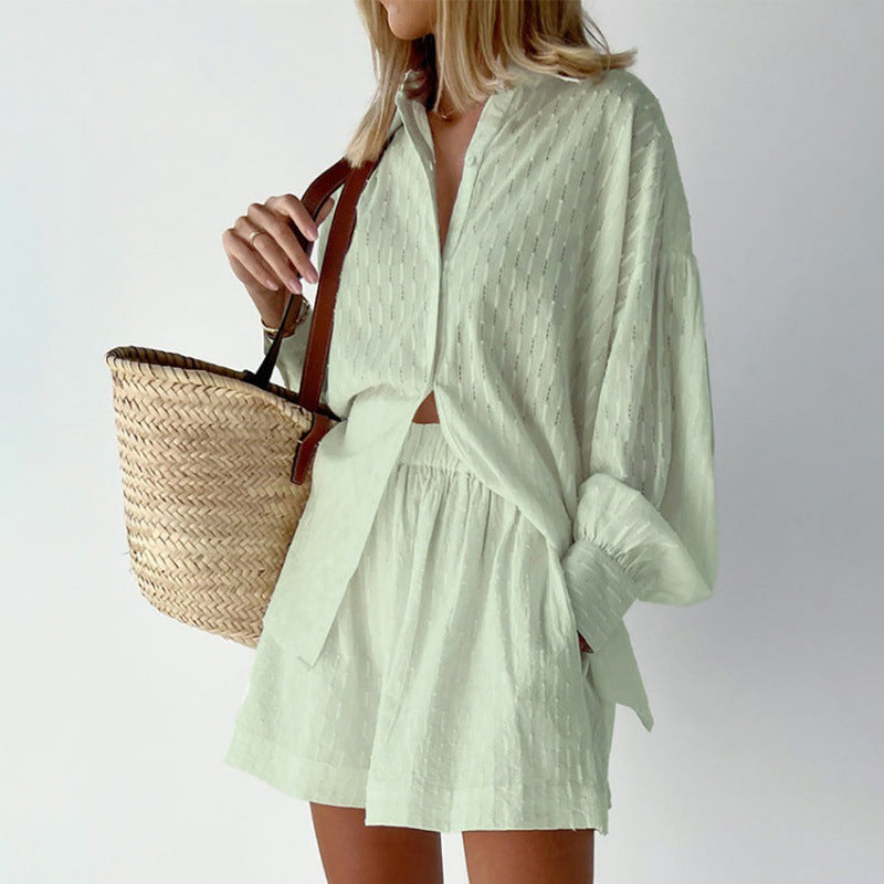 Street-Wave Womens Loose Shirt And Shorts Set With Airy Lightweight Fit For Summer Comfort