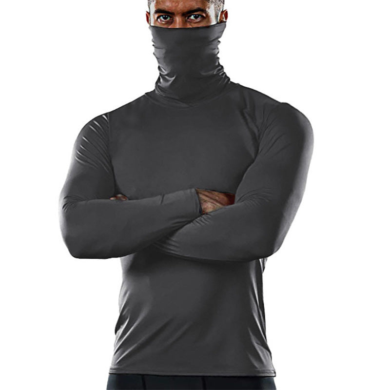 Street-wave Men's High-Collar Performance Shirt With Moisture-Wicking Tech For Athletes