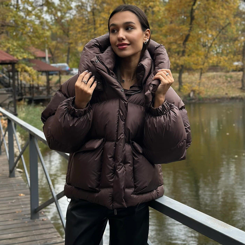 Street-Wave Womens Padded Winter Jacket With Oversized Hood Warm Water-Resistant Modern Style
