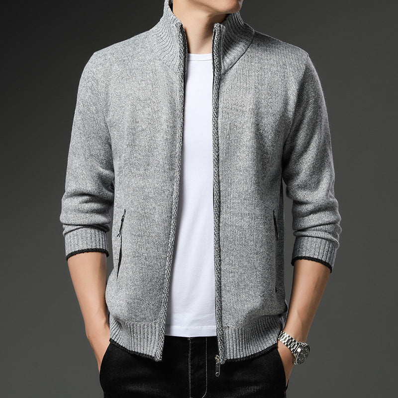 Men's Fleece Jacket Street-Wave High Collar With Zip Pockets For All-Season Warmth And Comfort