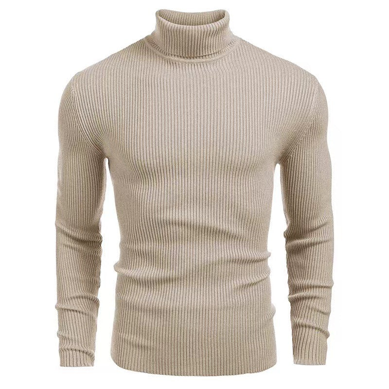 Streetwave Mens Fine Cotton Turtleneck Sweater With Structured Rib Texture For Modern Men Premium Comfort