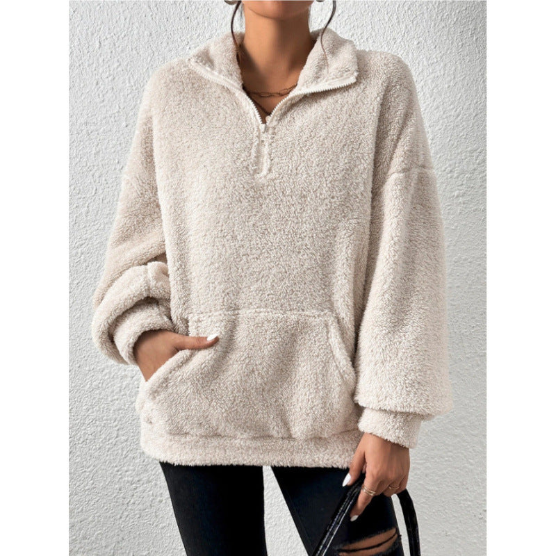 Street-Wave Womens Fleece Pullover With High Collar Ultra Soft Warmth Cozy Comfort