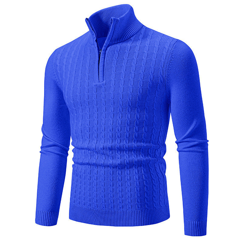 Street-wave Men's Zip Up Cable Knit Premium Turtleneck Sweater for Stylish Comfort and Everyday Wear