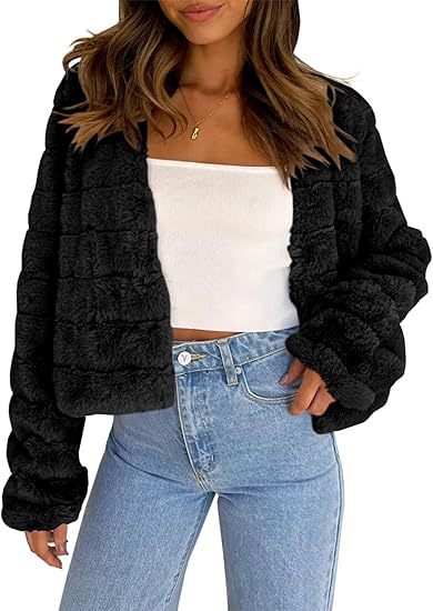 Streetwave Fluffy Short Faux Fur Jacket For Women Modern Design Warm Cozy Style