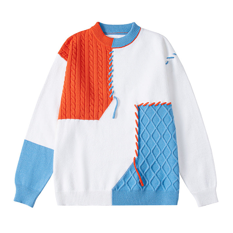Patchwork Sweater For Women Street Wave With Structured Knit Patchwork And Unique Details