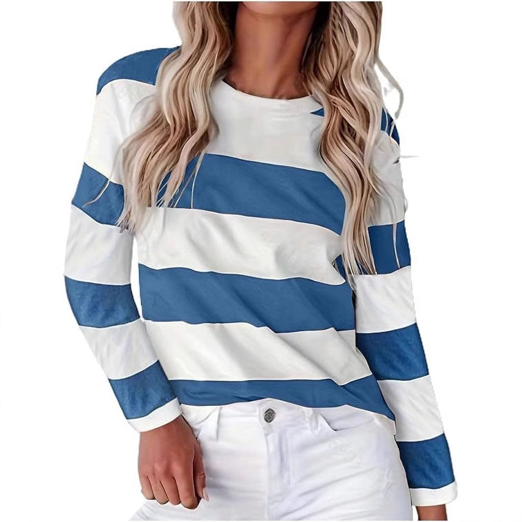 Street Wave Womens Striped Long Sleeve Shirt For Casual Everyday Style And Comfort