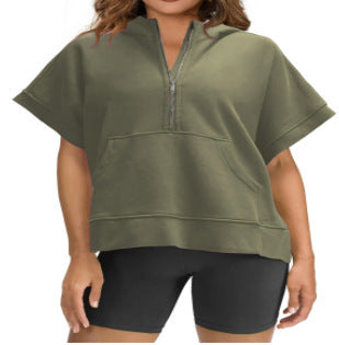 Street-Wave Women's Lightweight Hoodie Half Zip With Front Kangaroo Pocket For Casual Comfort