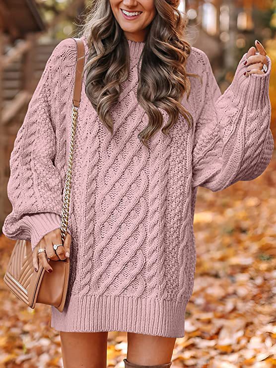 Street-wave Women's Cable Knit Sweater With Voluminous Sleeves In Soft Cozy Wool