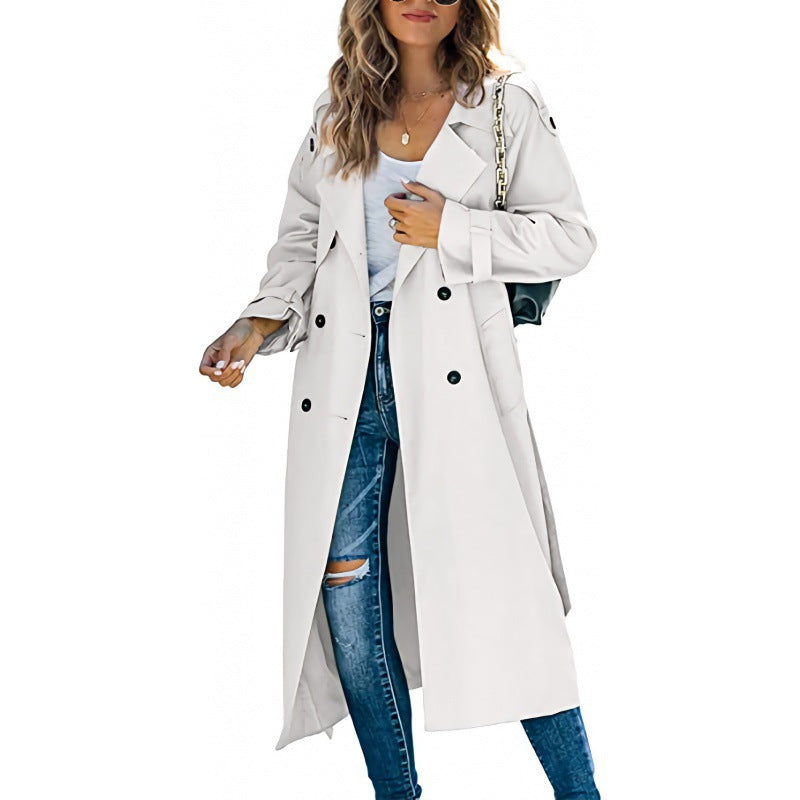 Street Wave Oversized Trench Coat For Women Chic Versatile Style With Elegant Details