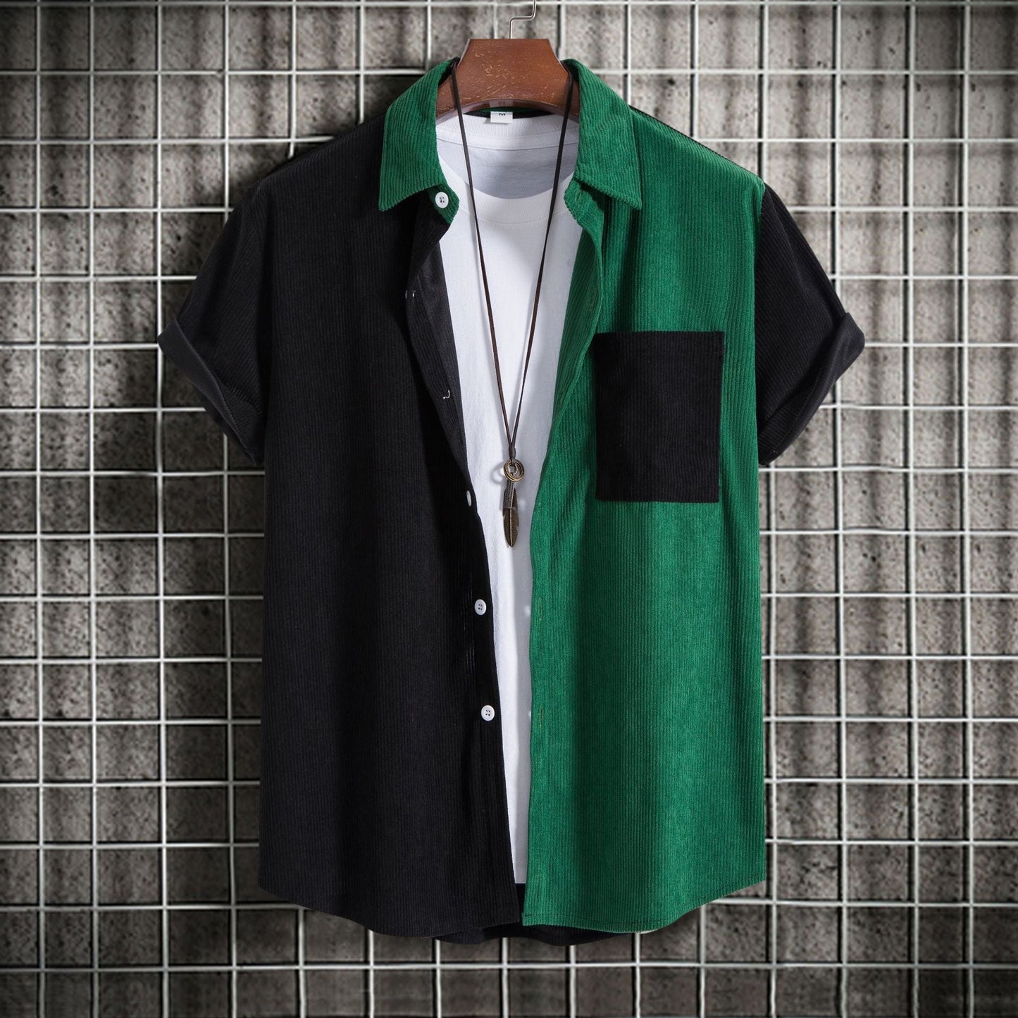 Street-Wave Breathable Textured Short Sleeve Shirt For Trendsetting Men Modern Design