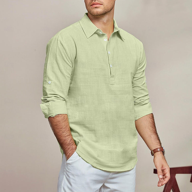 Streetwave Mens Casual Long Sleeve Shirt With Placket Breathable Cotton Comfort For Men