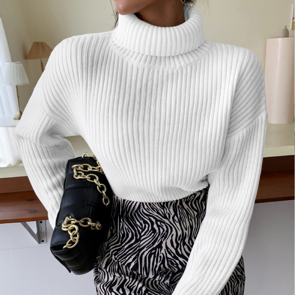 Street-wave Womens Premium Ribbed Turtleneck Sweater With Structured Knit Cozy And Soft Everyday Wear