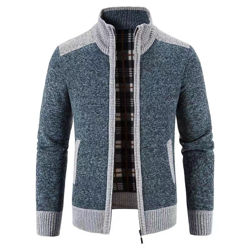 Street-wave Mens Knit Cardigan With Modern Zip Up Warm Soft Wool For Everyday Style