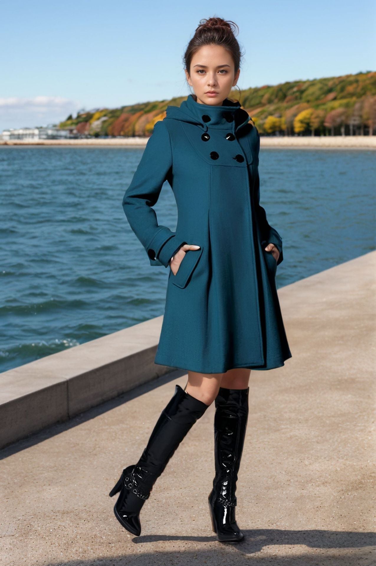 Street-Wave Women's Elegant Coat With High Collar And Functional Pockets For Chic Winter