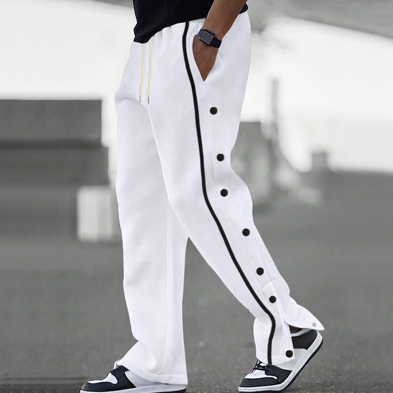 Street-wave Mens Snap Button Joggers Ultra Comfortable Loose Fit Breathable Athleisure Pants