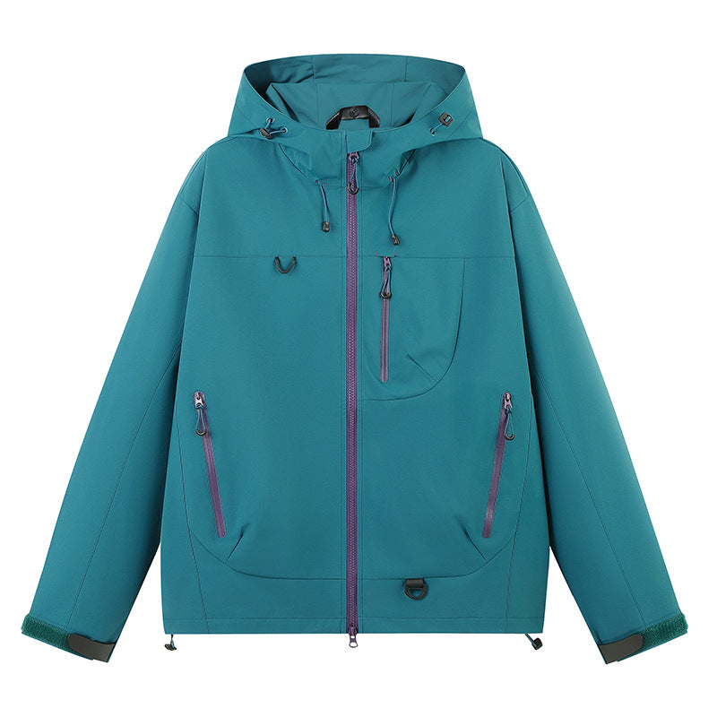Street-wave Women's All-Weather Water-Resistant Outdoor Jacket With Adjustable Hood And Zipper Pockets