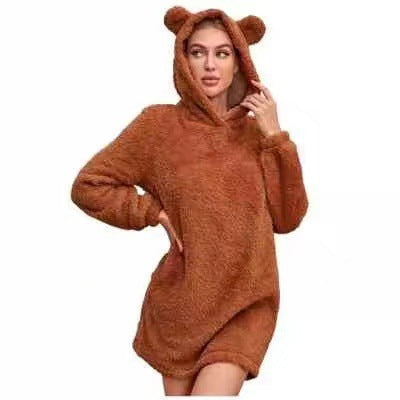 Street Wave Bear Ear Hoodie Women Plush Cozy Warmth With Ultra Soft Plush Fleece Inside For All Day Comfort