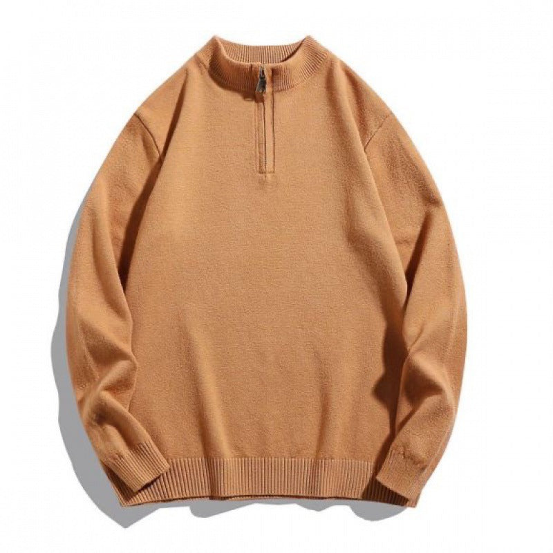 Street-wave Men's Cozy Zip Neck Turtleneck Sweater For Casual Comfort And Everyday Style
