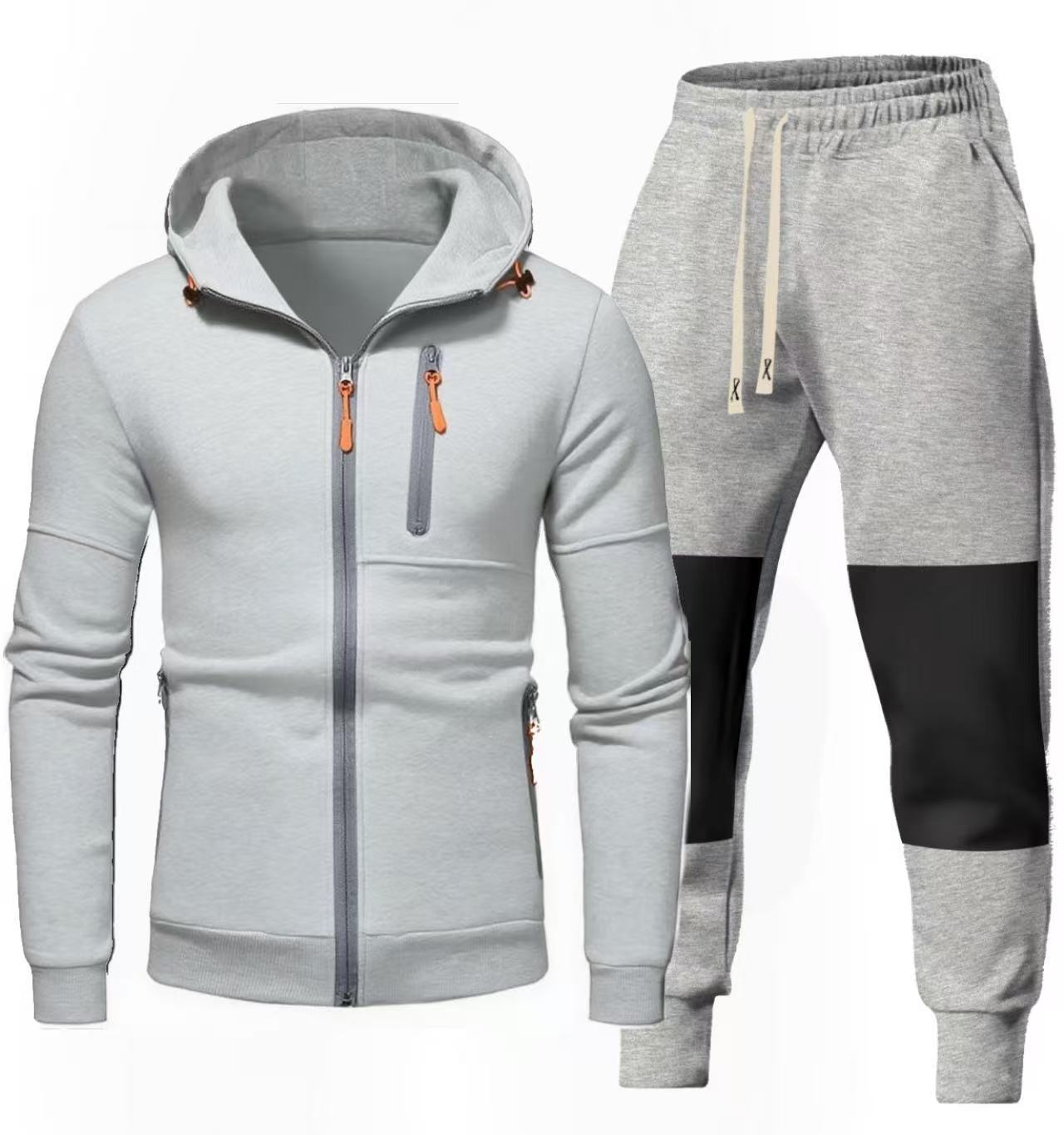Street Wave Men Sport Hoodie And Jogger Set With Functional Zip Pockets For Active Comfort