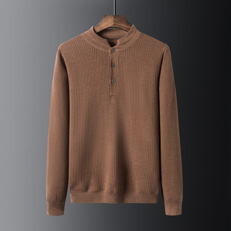 Streetwave Mens Structured Knit Pullover Button Placket