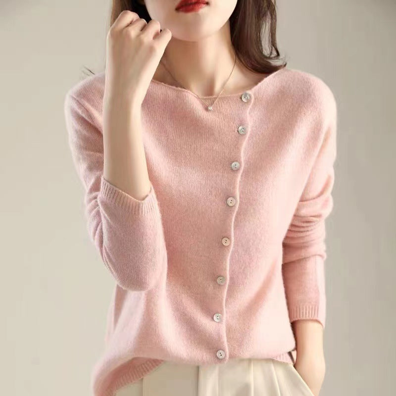 Street-Wave Button Front Cardigan For Women Classic Long Sleeve Knit For Effortless Chic Warmth