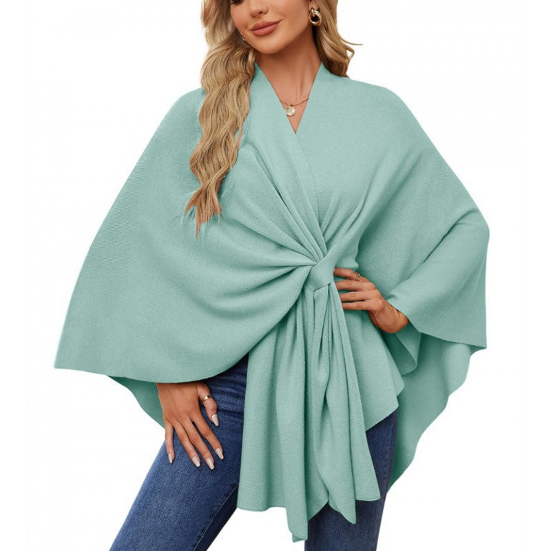 Streetwave Wrap Coat With Knot Tie Front Elegant Draped Silhouette For Stylish Women