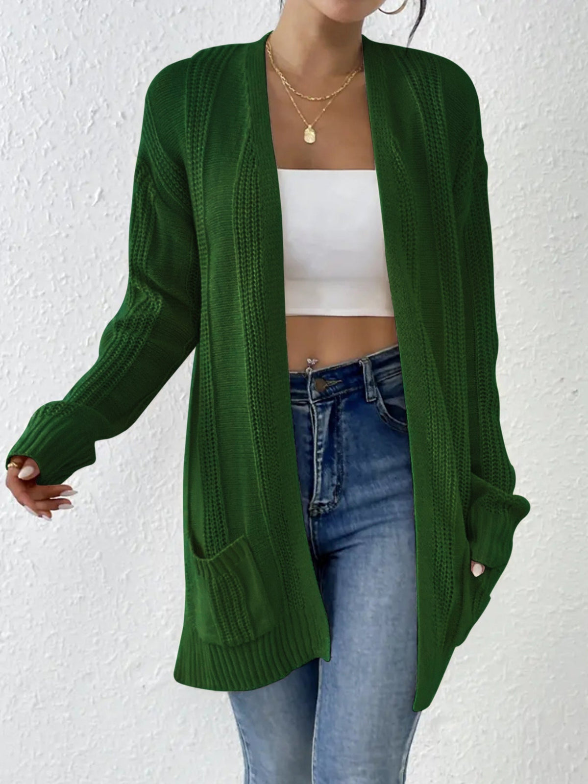 Street Wave Women Cardigan With Pockets Cozy Knit Open Front For Women Stylish Everyday Essential