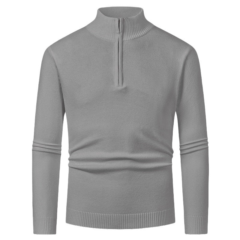 Street-wave Men's Half Zip Pullover With Stand Collar, Premium Knit, Everyday Style