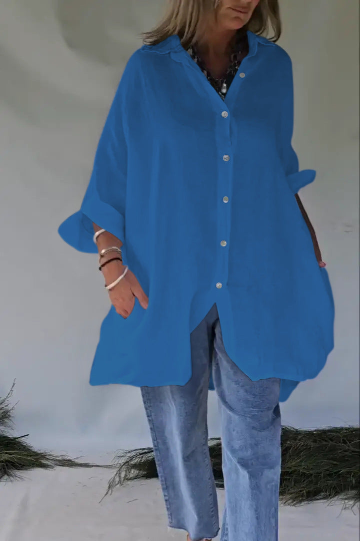 Plus Size Loose Fit Blouse Streetwave With Button Front For Curvy Women Comfort Everyday Wear