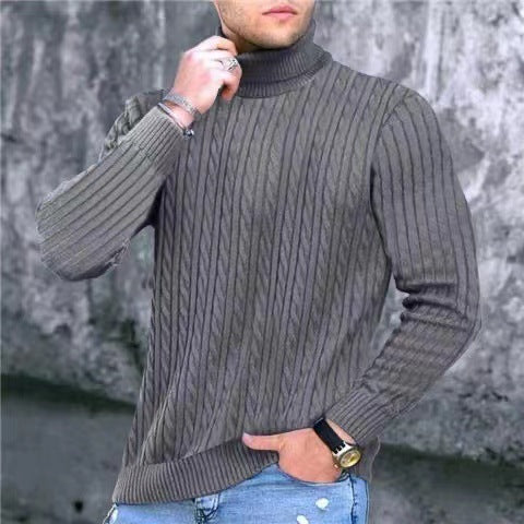 Street-Wave Men's Ribbed Knit Sweater With Premium Warmth And High Collar For Style Conscious Men Everywhere
