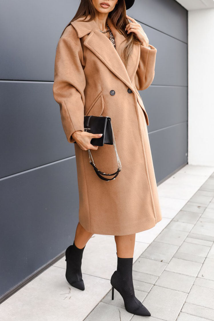 Streetwave Double Breasted Polyester Coat Long Coat For Women In Bold Color With Statement Buttons And Timeless Style