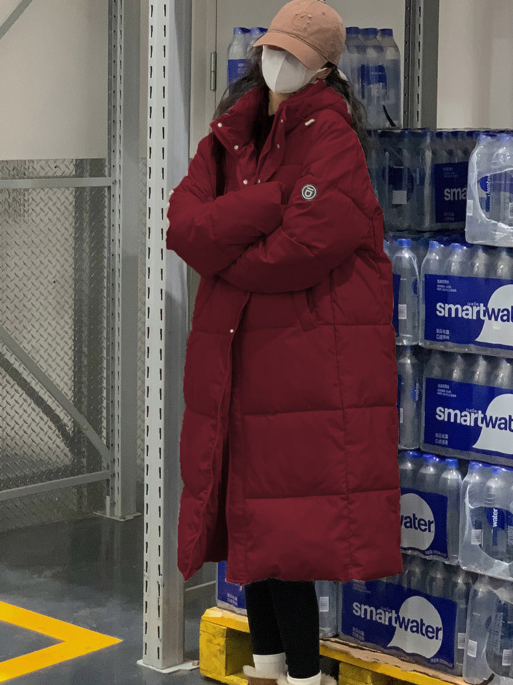 Street-Wave Women Long Puffer Coat With Hood And High Collar For Winter Warmth All-Weather Comfort