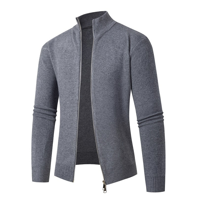 Mens Zip Up Cardigan With High Collar Street Wave Knitwear For Everyday Casual Style