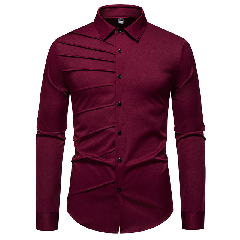 Street-wave Mens Long Sleeve Shirt With Structured Design For Formal And Casual Wear