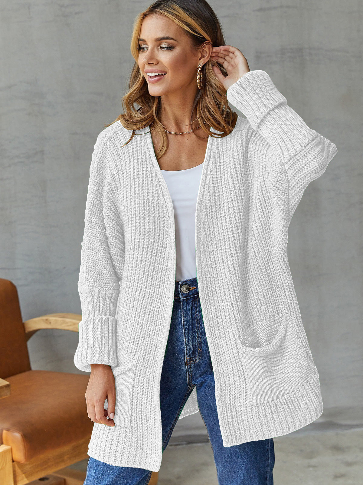 Street-wave Women's Knit Cardigan With Generous Pockets, Cozy Soft Knit for Everyday Casual Wear
