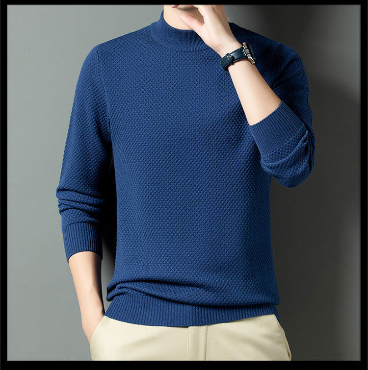 Street-Wave Mens Textured Knit Sweater Modern Design With Structured Pattern For Stylish Men Everyday Comfort