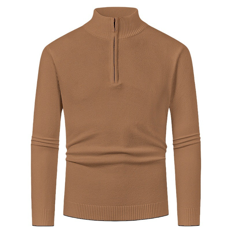 Street-wave Men's Half Zip Pullover With Stand Collar, Premium Knit, Everyday Style