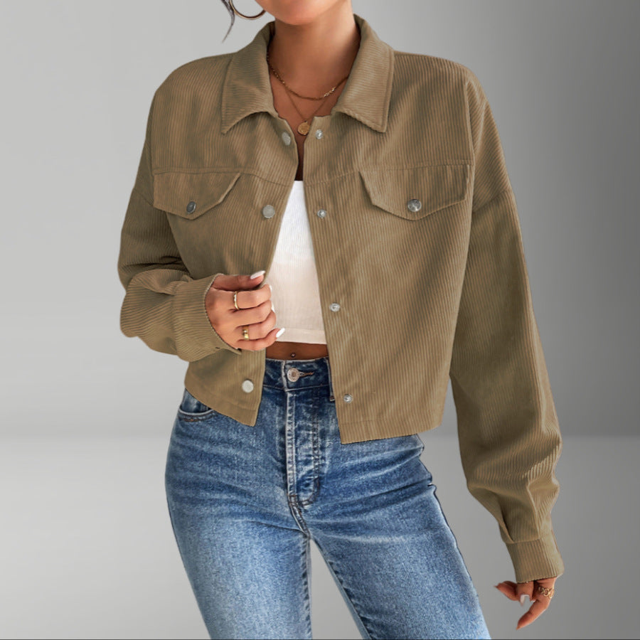 Street-wave Corduroy Short Jacket For Women Soft Fabric Chic Versatile Streetwear
