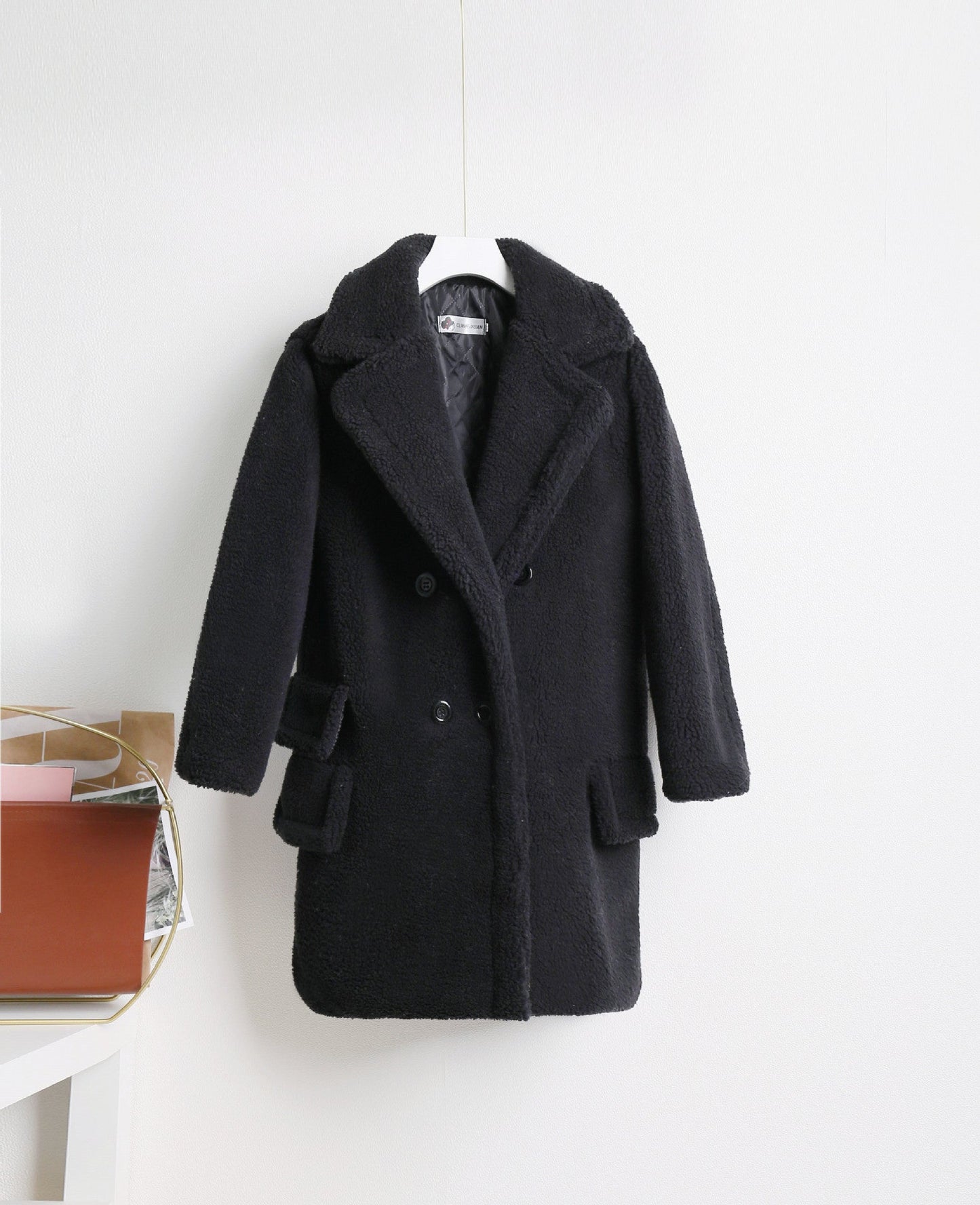 Street-wave Women's Cozy Double-Breasted Sherpa Coat In Sky Blue Plush For Winter Warmth And Style