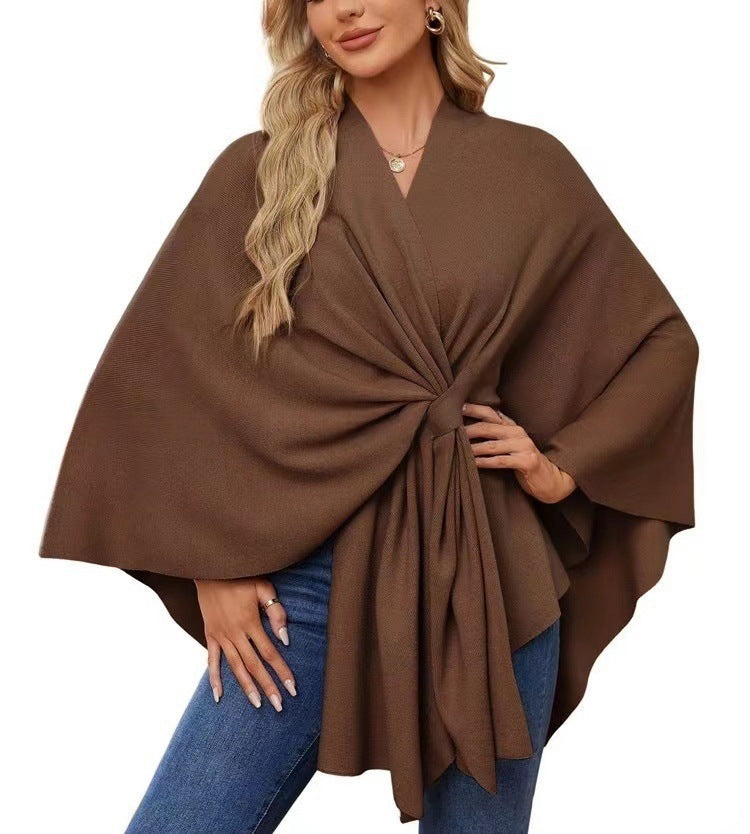 Street Wave Womens Elegant Wrap Sweater with Asymmetric Knot Tie Front For Everyday And Special Occasions