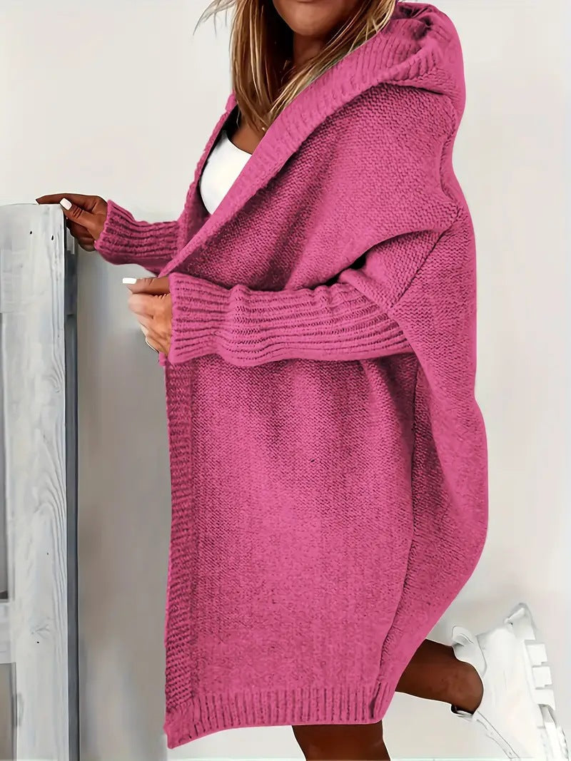 Streetwave Hooded Cozy Knit Cardigan For Women Oversized Loose Fit For Casual Winter Wear