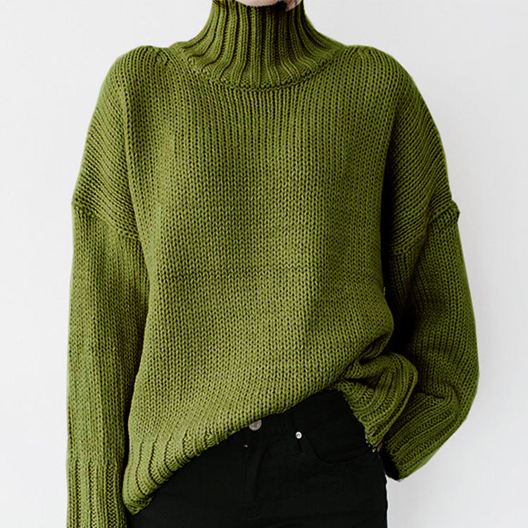 Street-Wave Women Chunky Knit Sweater With High Neck Cozy Soft Feel And Relaxed Versatile Fit For Cold Days