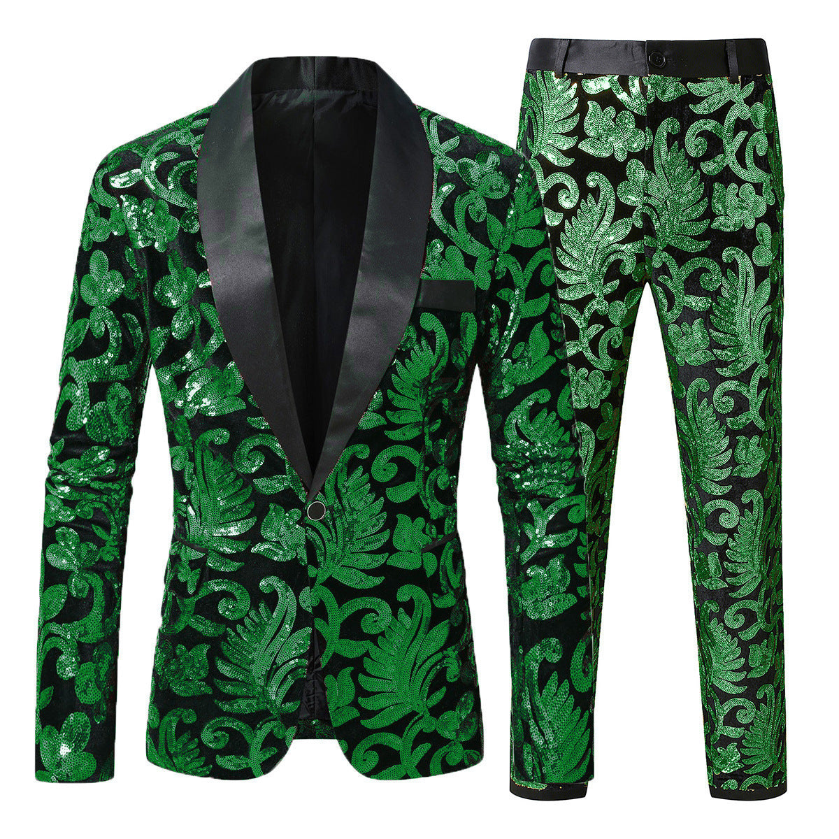 Street Wave Mens Glamorous Gold Sequin Suit Set For Nightlife Partygoers Showstopper Luxury