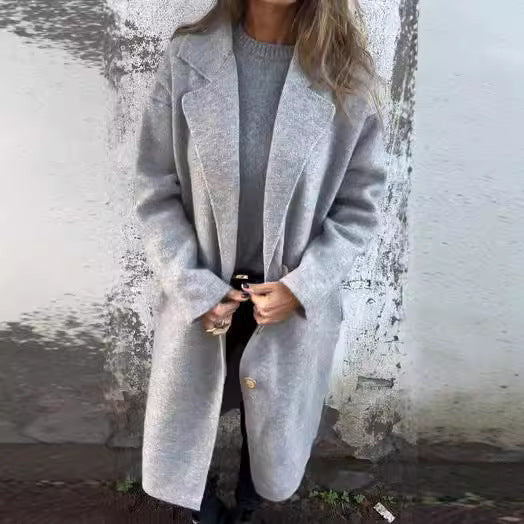 Street-wave Oversized Wool Coat For Women With Elegant Details For Timeless Warmth