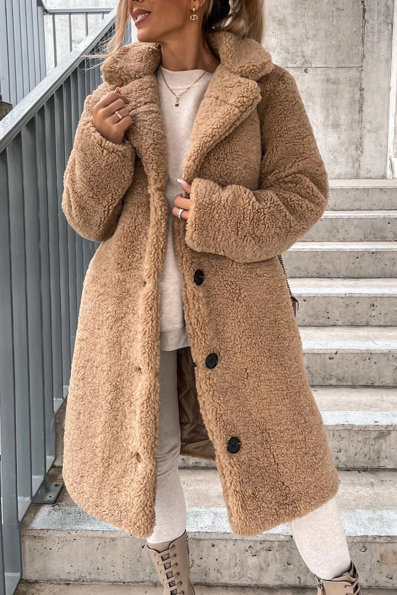 Street Wave Long Teddy Coat For Women Warm Plush Winter Outerwear With Luxe Comfort